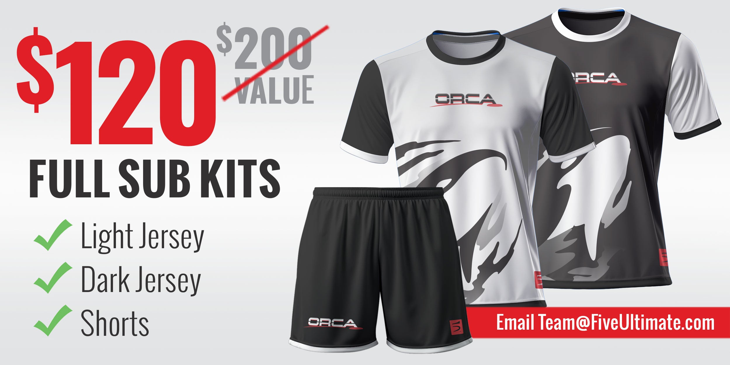 40% Off Full Sub Kit Special - Light, Dark, and Shorts for Just $120